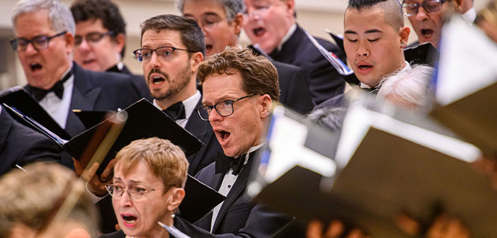 Amadeus Choir practicing for Sir Andrew Davis Koerner Hall concert