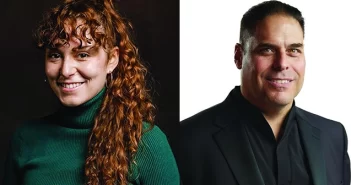 Conservatoire de musique de Montréal student Florence Tremblay (left) and conductor Jean-Marie Zeitouni (right)