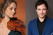 Hilary Hahn (left) and Nicolas Ellis (right)