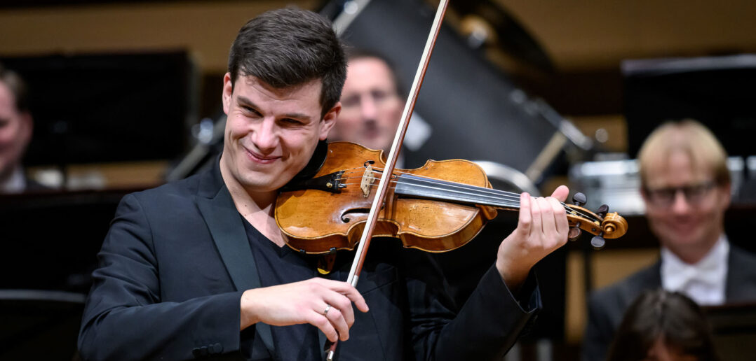 Close-up of Jan Mráček (soloist) with the Czech Philharmonic