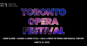 Opera 5 logo in lefthand corner. Toronto Opera Festival announcement.