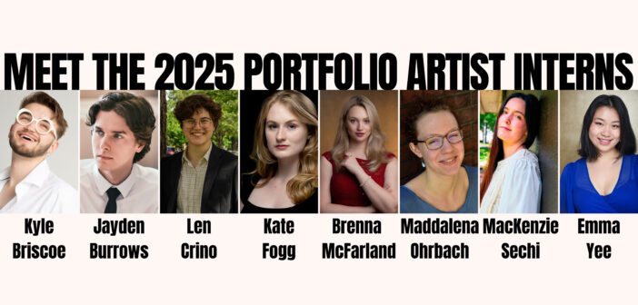 Images of the 8 participants of the Portfolio Artists 2025 internship program.